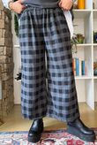 Nora Brushed Cotton Gingham Kick Pant Black